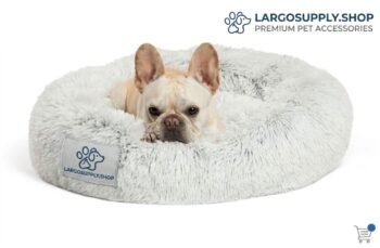 Cozy Shag Donut Dog Bed – Plush Calming Round Bed for Dogs & Cats