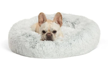 Cozy Shag Donut Dog Bed – Plush Calming Round Bed for Dogs & Cats